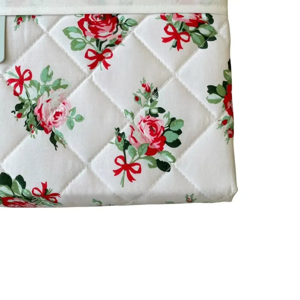 Cath Kidston London 3pc QUEEN Quilt & Sham Set Cottage Rose and Bows Pink NEW